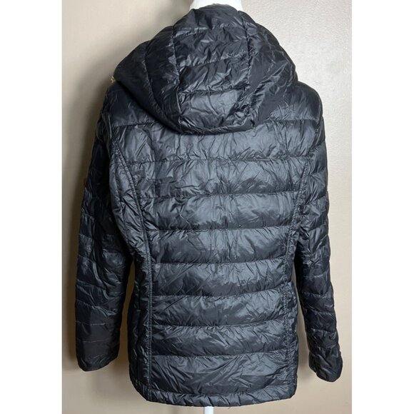Heatkeep Jacket Black Puffer Hood Lightweight Quilted Winter Coat Womens S/M - Picture 2 of 12